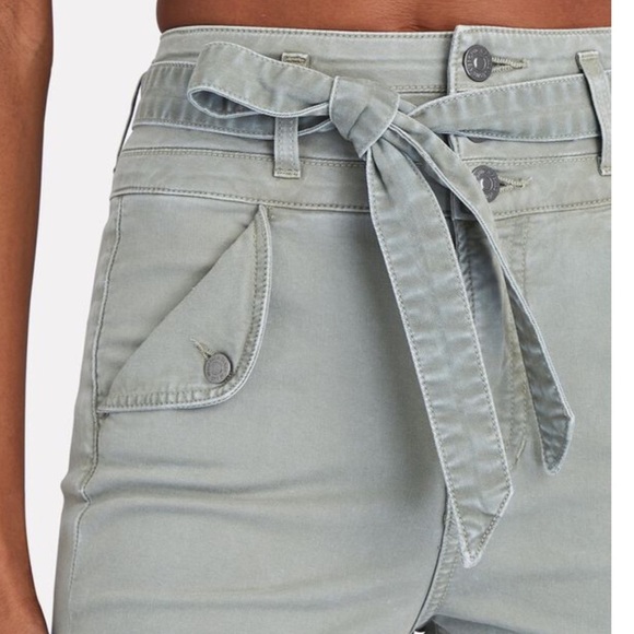 Veronica Beard Giselle Flare Extra High Rise Green Stretch Belted Pants Size 24 - Picture 2 of 12